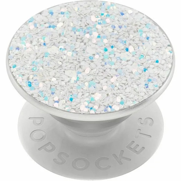 POPSOCKET White Crushed Glitter Sparkle Bling Premium PopGrip Phone Stand - Picture 1 of 8